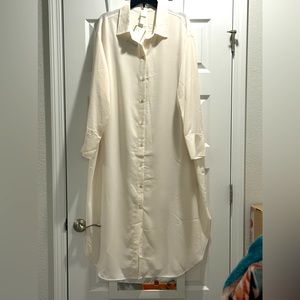 NWT H&M Button down midi off white Dress XL